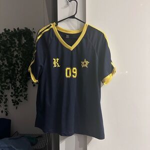 shein navy jersey like top